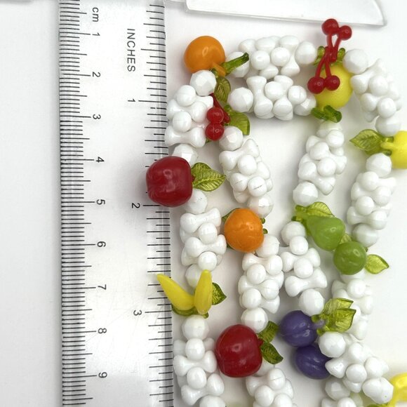 Vintage Fruit Necklace Retro Beaded 26 inch Mid Century - Picture 3 of 13